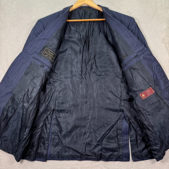 Jos A Bank Reserve Blazer Jacket Mens 48L Tailored Fit Navy Striped Wool Classic - Picture 4 of 15